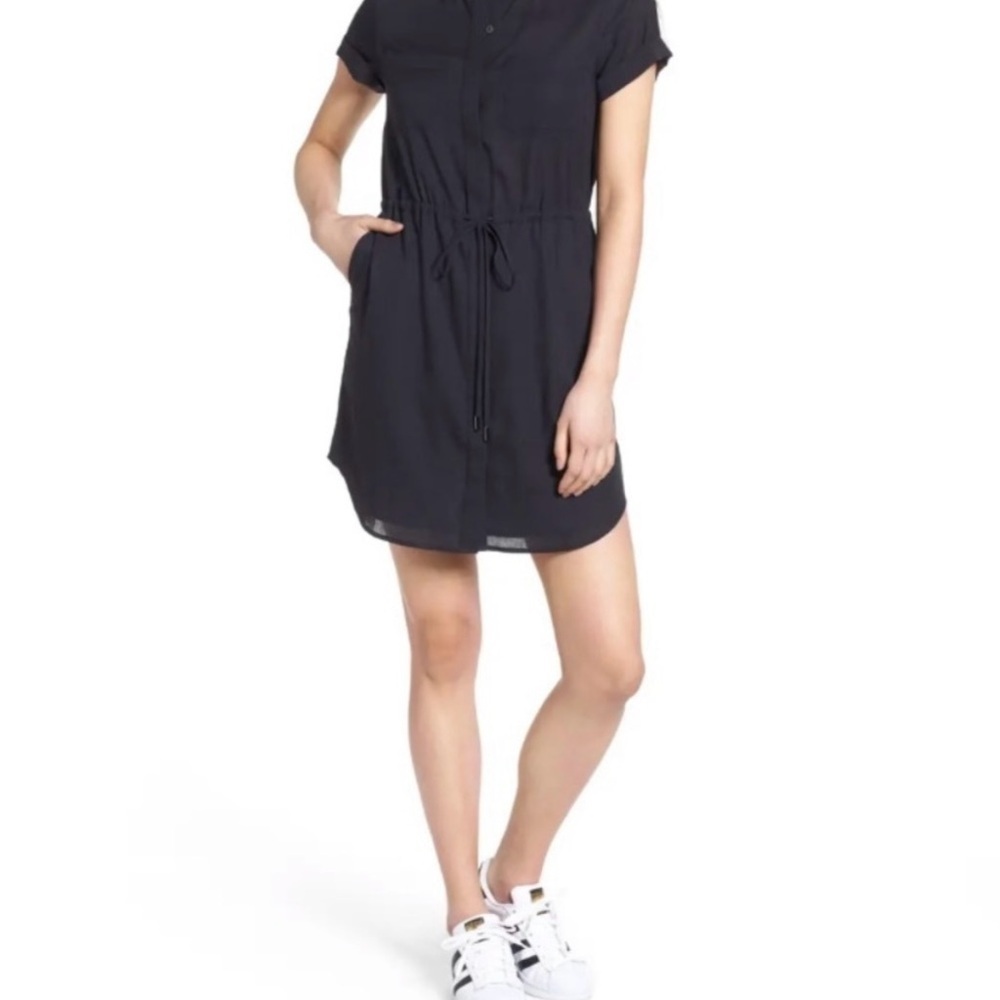 AG Collarless Black Shirt Dress - Size Small